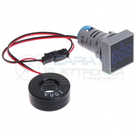 Amperometro Display Amperometrico 100A Blu da Pannello 22mmGenerico