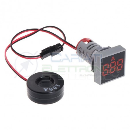 Amperometro Display Amperometrico 100A Rosso da Pannello 22mmGenerico