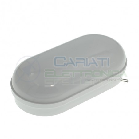 Plafoniera Led IP65 da esterno Applique Parete Soffitto Ovale 8W 6500K Bianco freddo Elcart