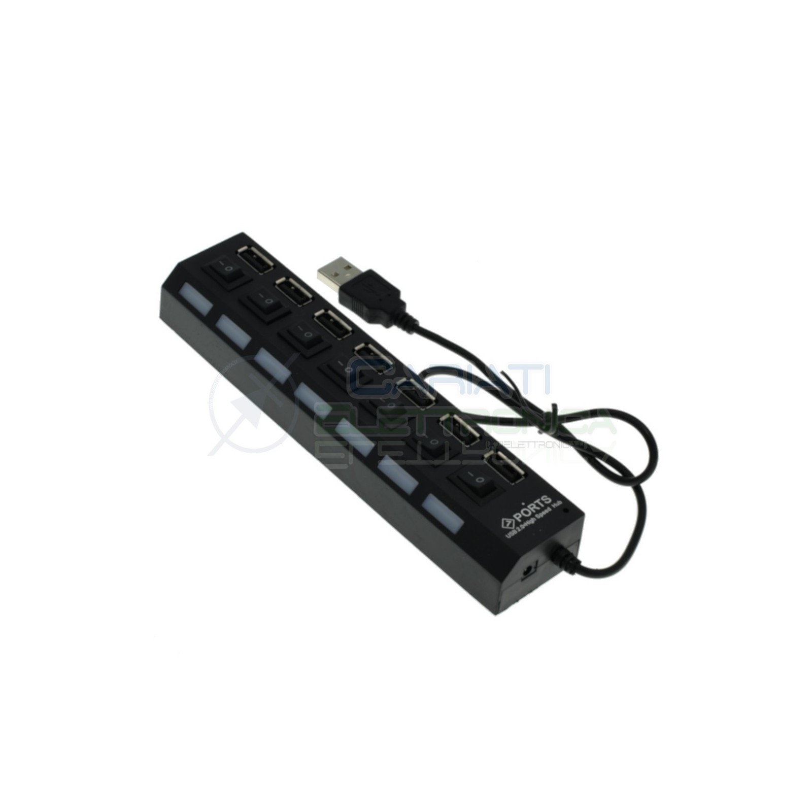 Ciabatta usb multipresa Hun con 4 porte usb 2.0 nera con led BluGenerico
