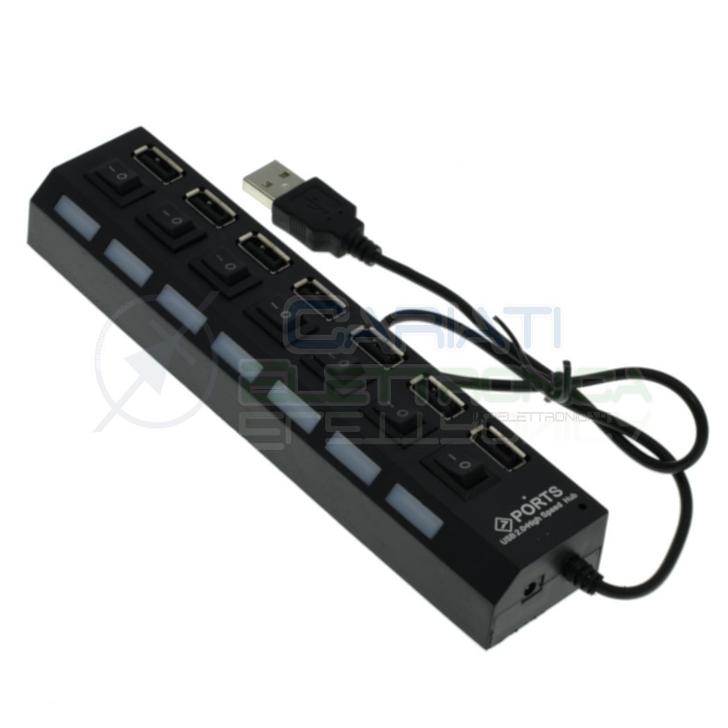Ciabatta usb multipresa Hun con 4 porte usb 2.0 nera con led BluGenerico