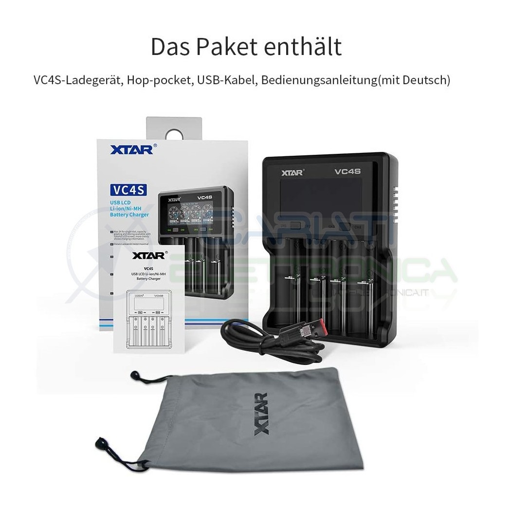 Xtar VC4S USB Caricabatterie per 4 batterie 18650 con porta USB schermo LCD 14500 14650 18650 22650 26650 Li-Ion Battery Char...