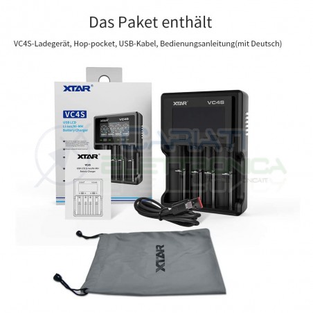 Xtar VC4S USB Caricabatterie per 4 batterie 18650 con porta USB schermo LCD 14500 14650 18650 22650 26650 Li-Ion Battery Char...