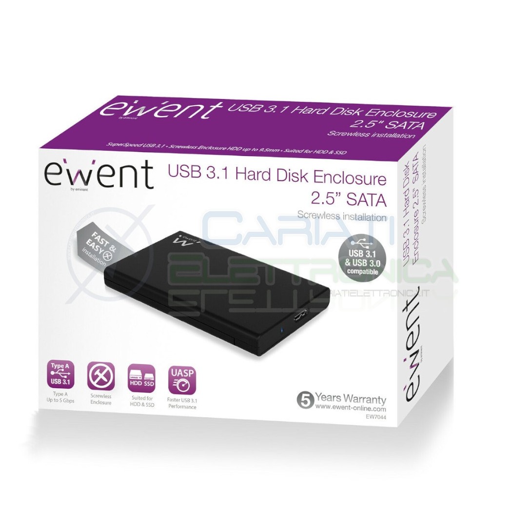 Box Esterno Hard Disk Sata 2,5" Usb 3.1 Ewent Ew7044Ewent