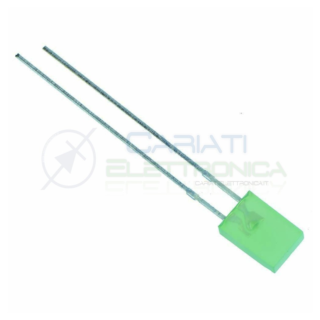 50 pezzi Led Verde rettangolare rettangolari 110° 2x5x7mm Flat TopGenerico