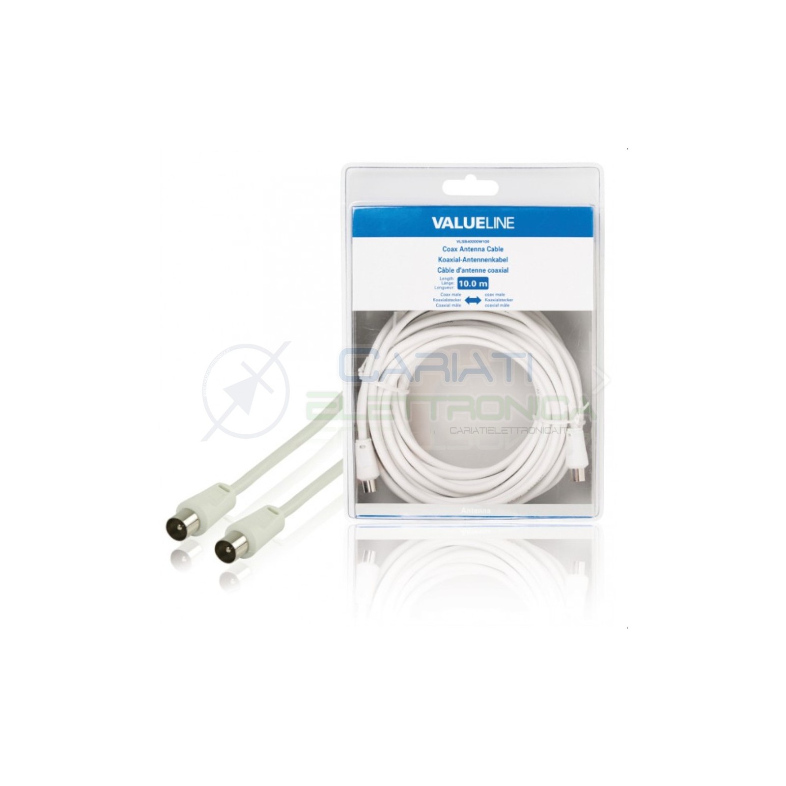 Cavo coassiale antenna tv con attacco Maschio Maschio 10m 10metri BiancoValueline