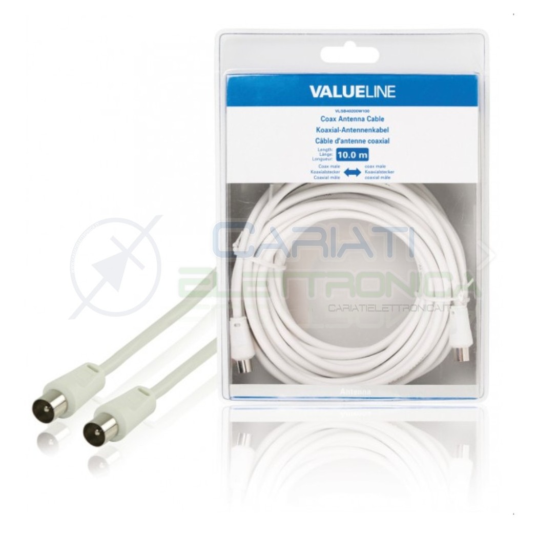 Cavo coassiale antenna tv con attacco Maschio Maschio 10m 10metri BiancoValueline