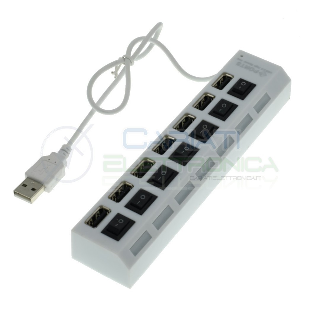 Ciabatta usb multipresa Hun con 7 porte usb 2.0 Bianca con ledGenerico