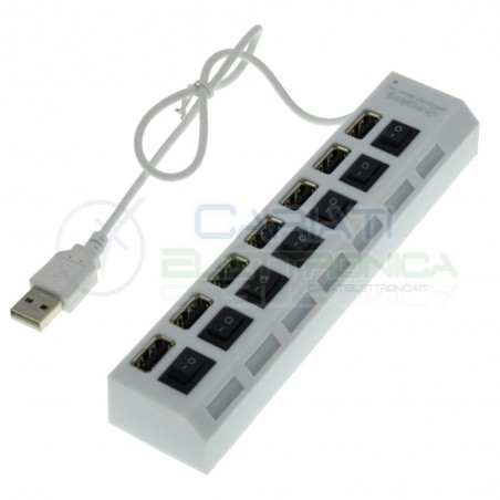 Ciabatta usb multipresa Hun con 7 porte usb 2.0 Bianca con ledGenerico