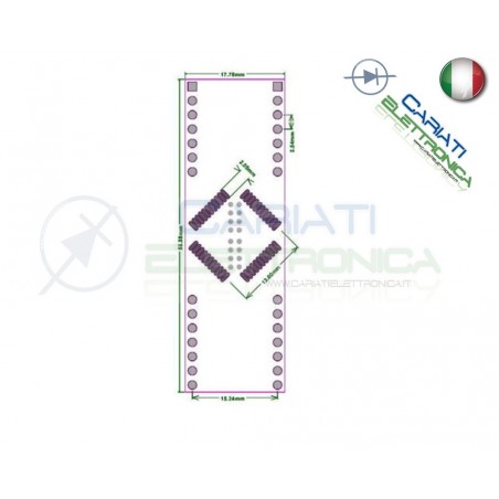 Adattatore Basetta Test PCB QFP44 a DIP