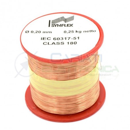 copy of Rotolo filo Cavo bobina di rame da 0,2mm 0,25Kg singolarmente smaltato per avvolgimentiSynflex