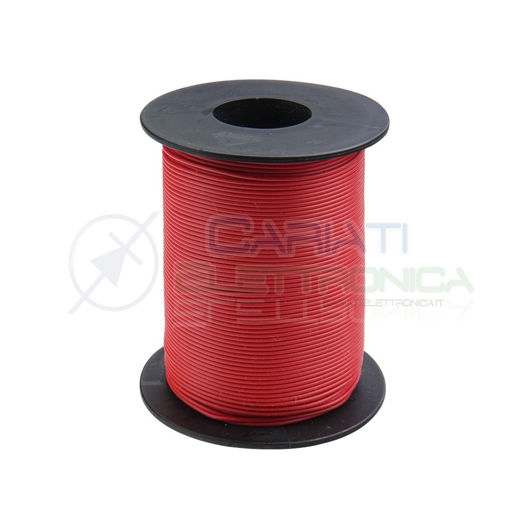 100m Bobina Cavo unipolare multifilare da 0,14mm2 in rame sottile morbido colore RossoDonau