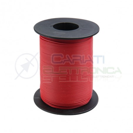 100m Bobina Cavo unipolare multifilare da 0,14mm2 in rame sottile morbido colore RossoDonau
