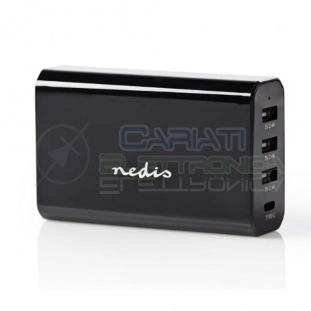Caricabatterie da Parete 8.0 A con 4 uscite 3X USB-A e 1x USB-CNedis