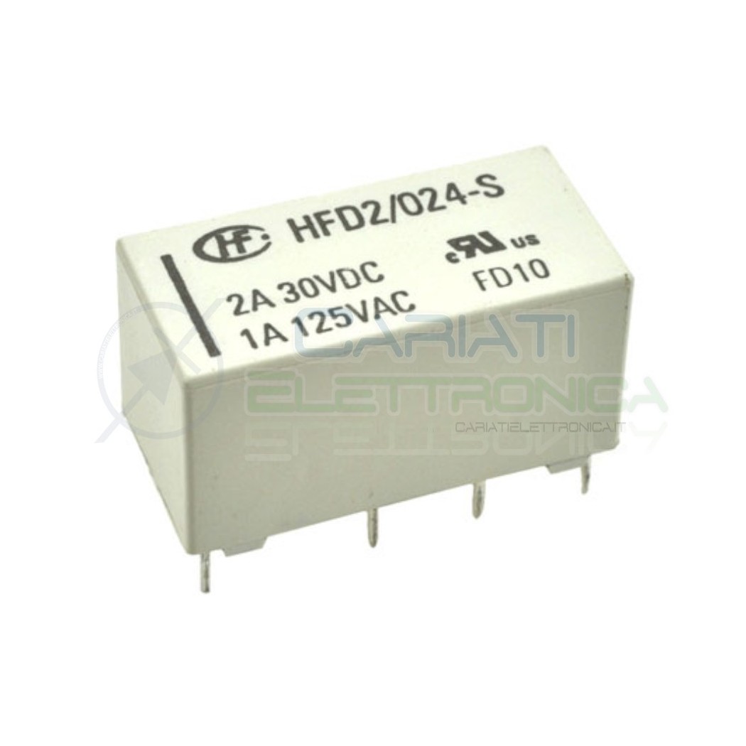Relay Relè 24V Dc 2A DPDT HFD2/024-S-L1 Circuito Stampato Pcb 2 ScambiHONGFA RELAY