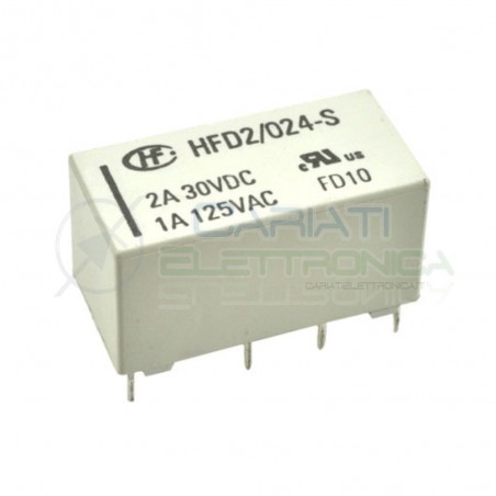 Relè HFD2/024-S-L1 Bistabile con bobina 24V Dpdt 2A 30Vdc 1A 125Vac HONGFA RELAY