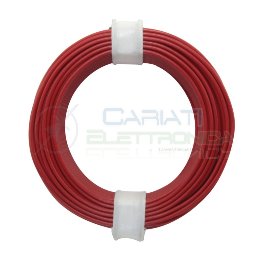 10m Cavo unipolare multifilare da 0,25 mm in rame sottile morbido colore Rosso Donau
