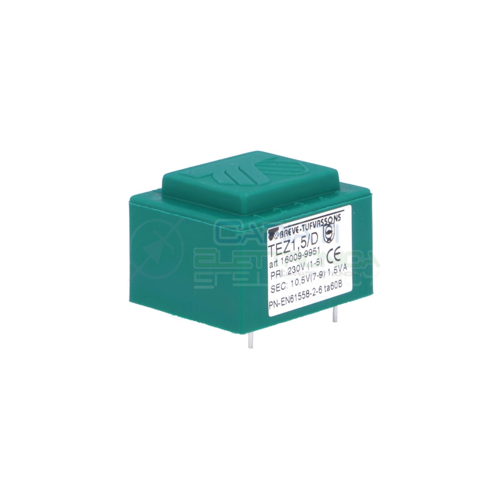 Trasformatore incapsulato 1,5VA 230V Doppia Uscita 12V BREVE TUFVASSONS