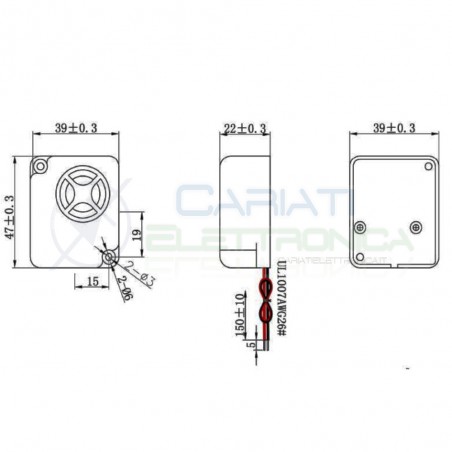MINISIRENA PIEZO 8-16 Vcc 47x39x22 mm Hpe-107 12VALPHI INTERNATIONAL