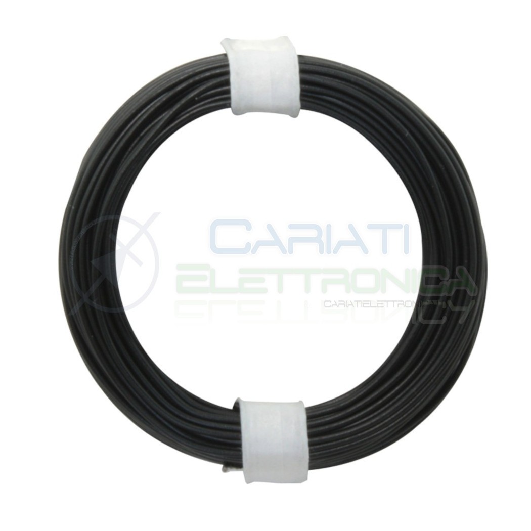 10m Cavo unipolare multifilare da 0,04 mm in rame sottile morbido colore Nero Donau