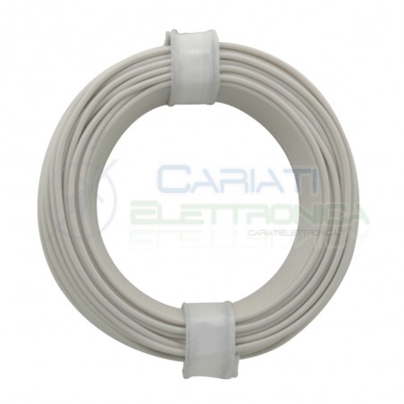 10m Cavo unipolare multifilare da 0,04 mm in rame sottile morbido colore Bianco Donau
