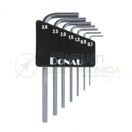 Serie chiavi a brugola 7 pezzi metrica 0,7 0,9 1,3 1,5 2 2,5 3 mmDonau