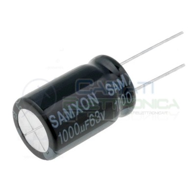 Condensatore elettrolitico 1000uF 63V 85° 16x25mm Passo 7,5mm Samxon