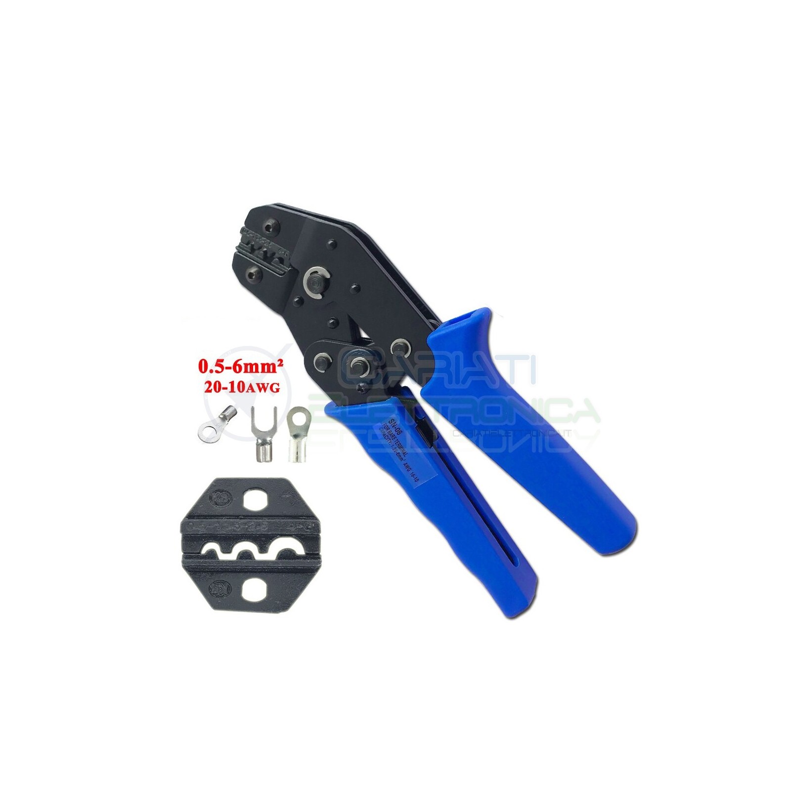 Pinza crimpatrice Faston capicorda cavo da 0,5mm2 a 6mm2 contatti connettori