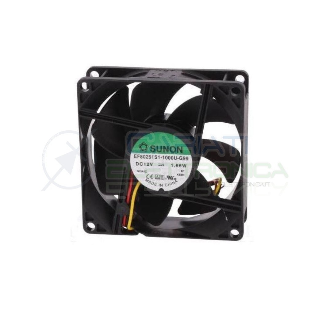 Ventola SUNON 80x80x25mm 12V 0,12A 1,66W Dissipazione Ventilazione Tachimetrica Sunon
