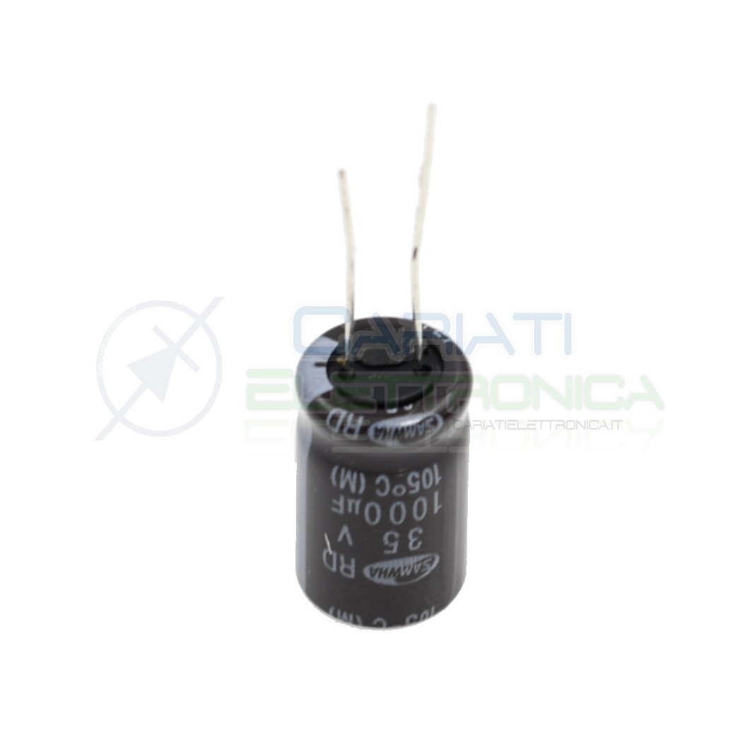 2 pezzi Condensatore elettrolitico 1000uF 35V 85° 13x22mm Passo 5mm Samwha