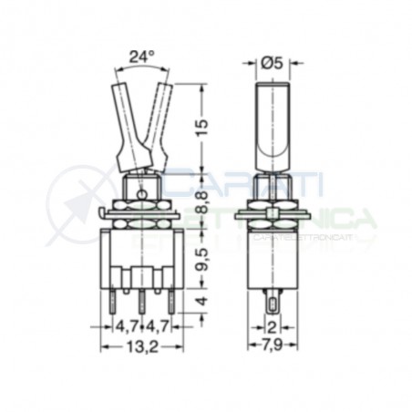 Interruttore Deviatore a Leva ON OFF ON 2A 250V con ritorno centrale SPDT Bilanciere Generico