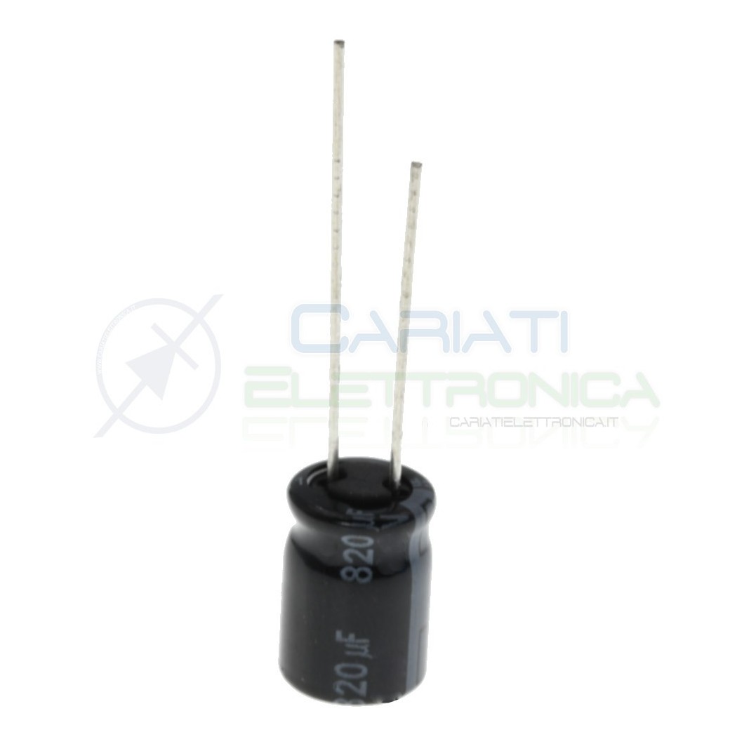 Condensatore elettrolitico 820uF 820 uF 10V 105° 8X11,5 mm Passo 3,5mm Panasonic