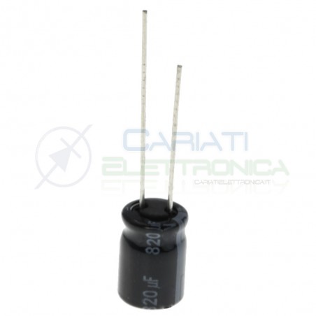 Condensatore elettrolitico 820uF 820 uF 10V 105° 8X11,5 mm Passo 3,5mm Panasonic