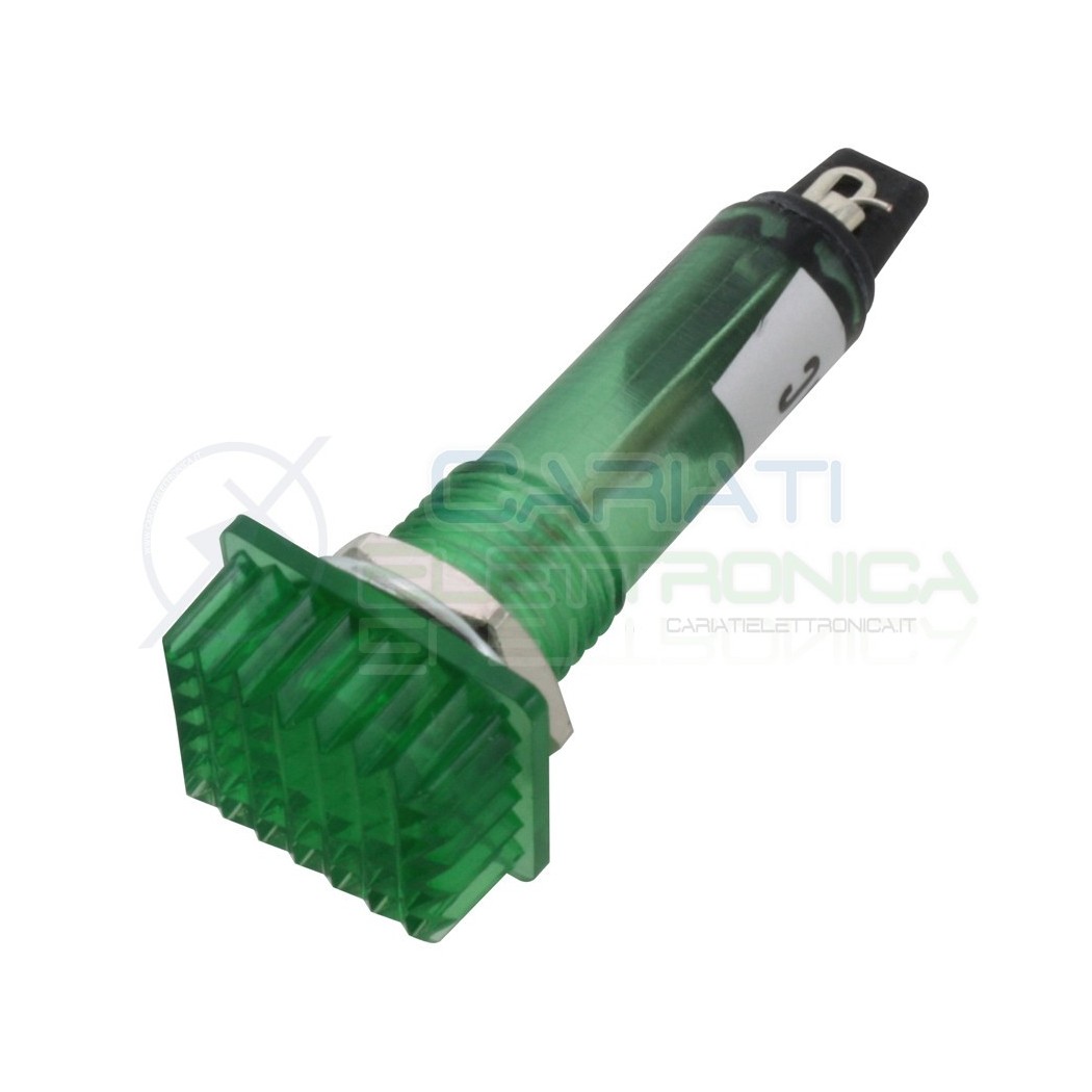 Spia di segnalazione luminosa Verde 220V 230Vac 12x16mm da pannello foro 10mmDonau