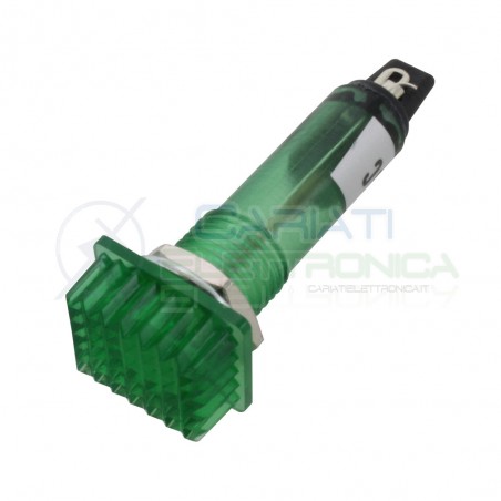 Spia di segnalazione luminosa Verde 220V 230Vac 12x16mm da pannello foro 10mmDonau