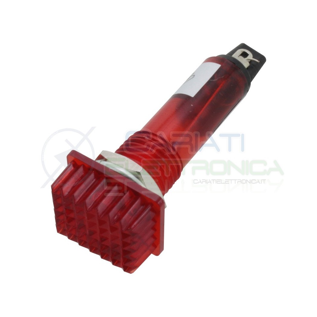 Spia di segnalazione luminosa Rossa 220V 230Vac 12x16mm da pannello foro 10mm Donau