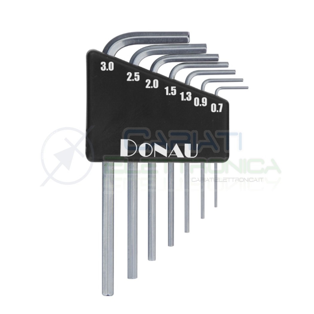 Set mini chiavini esagonali a brugola 0,7/0,9/1,3/1,5/2/2,5/3 mm Donau