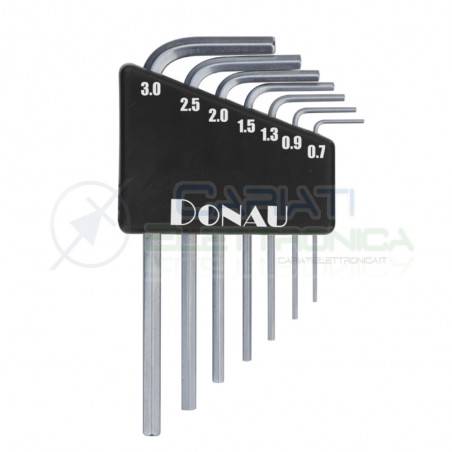 Set mini chiavini esagonali a brugola 0,7/0,9/1,3/1,5/2/2,5/3 mm Donau