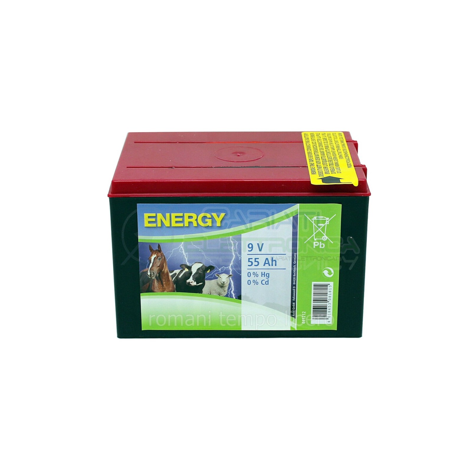 Batteria Per Recinto Elettrico 55 Ah 9V Pila A Secco Recinzione Cavalli Cani