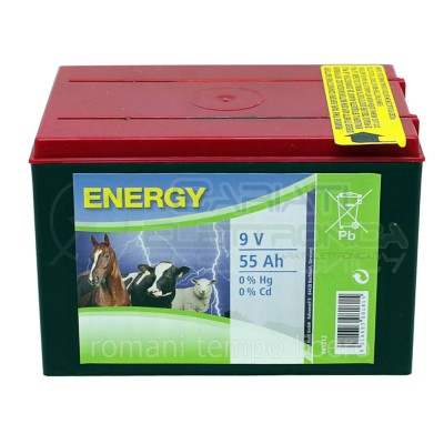 Batteria Per Recinto Elettrico 55 Ah 9V Pila A Secco Recinzione Cavalli Cani