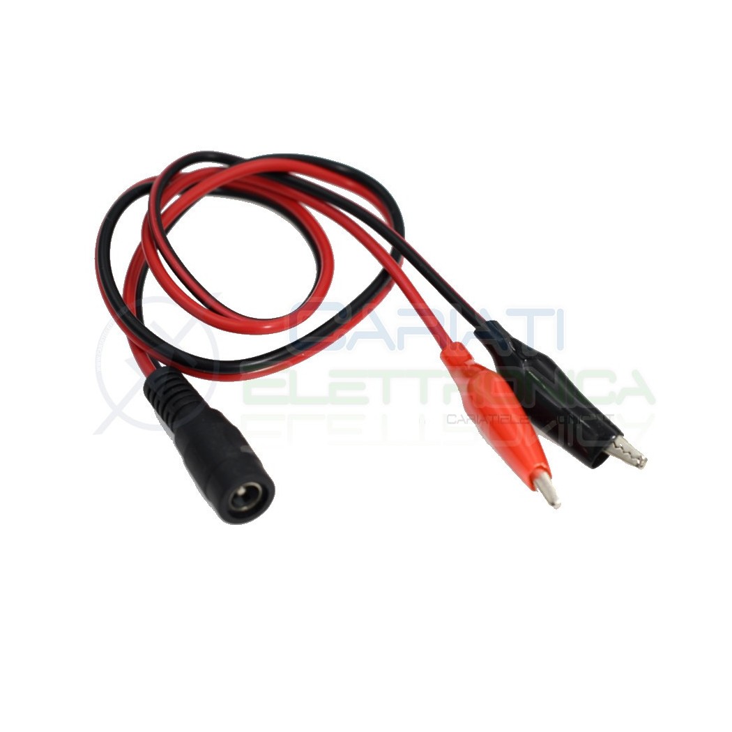 Pinze coccodrillo con jack Dc Femmina 5x5x2,1mm cavo test laboratorio Generico