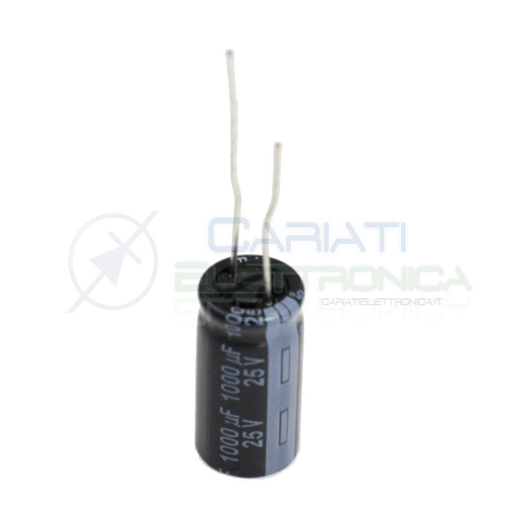 2 Pezzi Condensatore Elettrolitico 1000Uf 1000 Uf 25V 105° 10X20mm Passo 5mm Panasonic Panasonic
