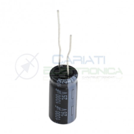 2 Pezzi Condensatore Elettrolitico 1000Uf 1000 Uf 25V 105° 10X20mm Passo 5mm Panasonic Panasonic