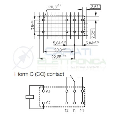 Relè DPDT RT424024IN bobina 24V dc Corrente max 6A 8 Pin TE Connectivity Schrack