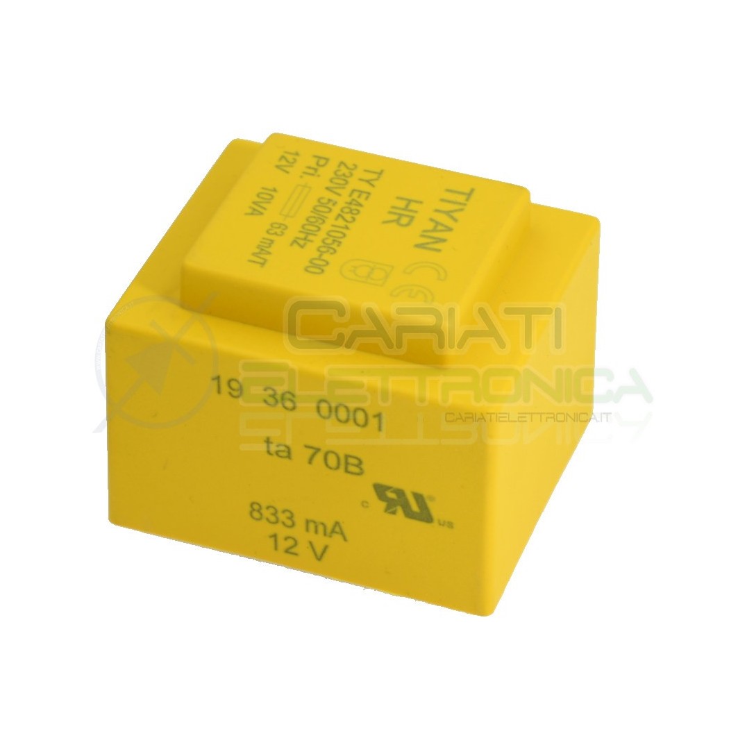 Trasformatore incapsulato 12V 10VA Ingresso 230Vac Uscita 12Vac
