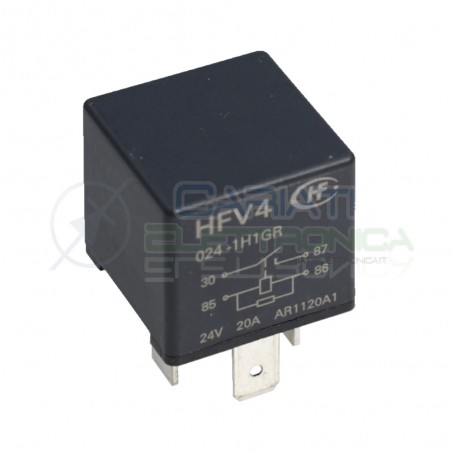 HFV4 Relè 24v 20A Relay Auto Camper Universale 4 Contatti HONGFA RELAY