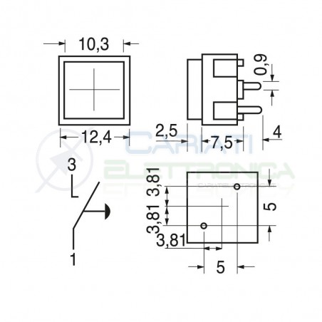 Pulsante 10x12mm circa Rosso PCB Tactile Switch
