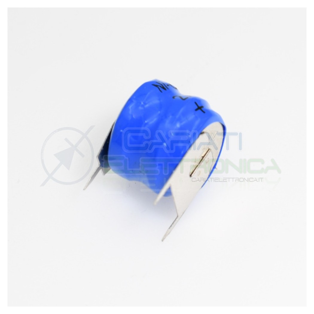 Batteria 2,4V 60mAh NiCd Tampone Bottone ricaricabile a Saldare Per Circuiti Stampati con terminali Extracell