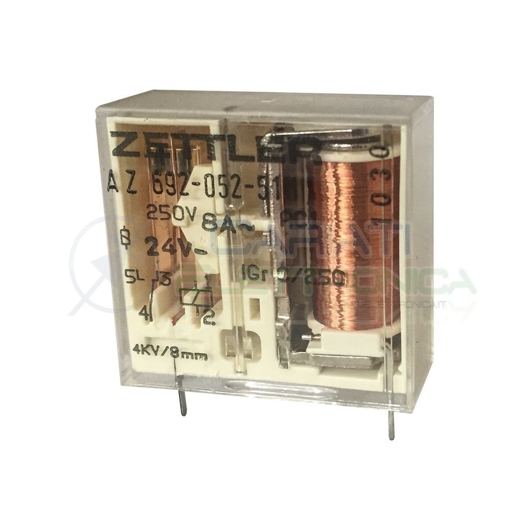 Relè Zettler AZ692-052-51M bobina da 24Vdc 8A 250Vac 8A 30Vdc SPDT Zettler