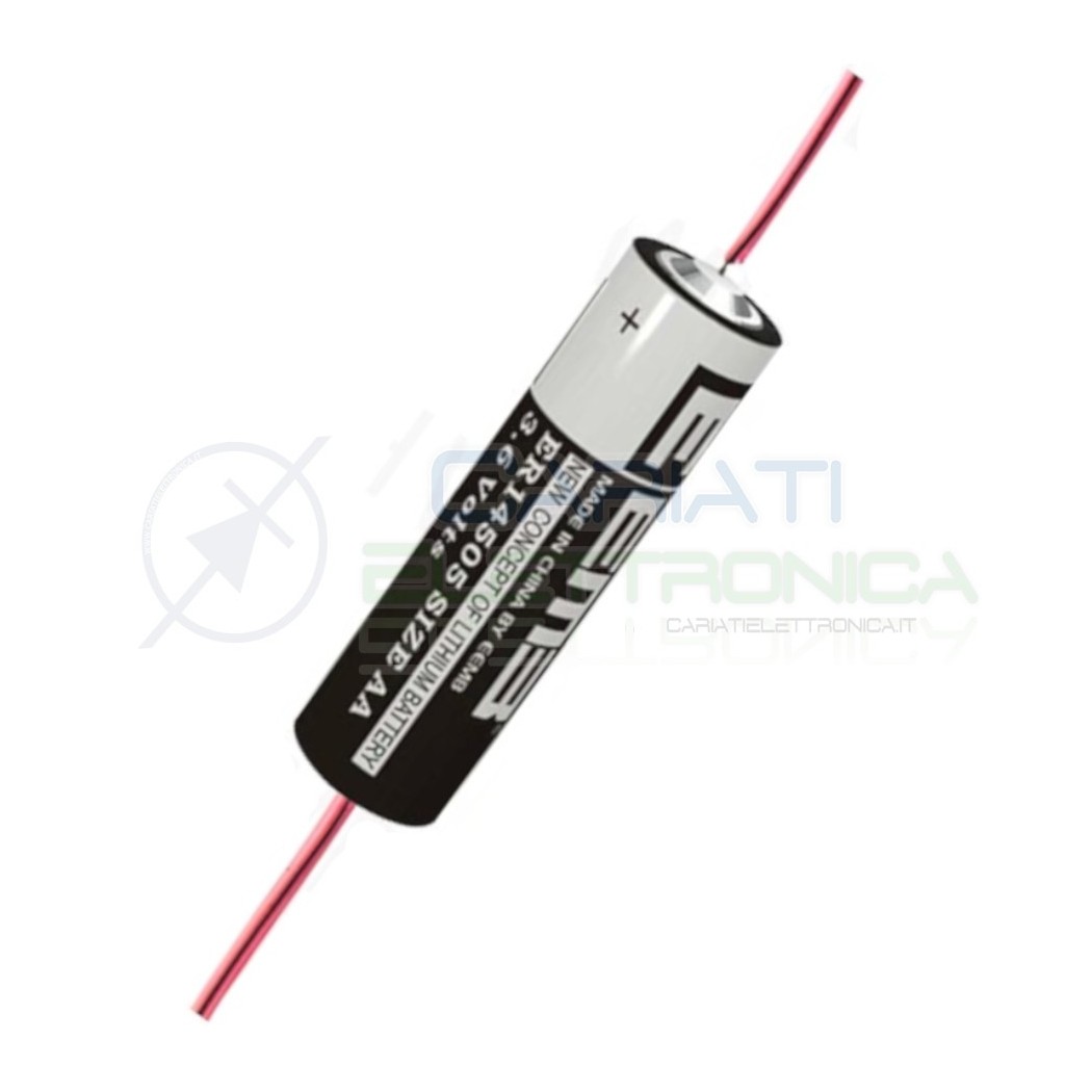 Pila batteria litio AA Stilo ER14505 3.6V 2400mAh con terminali saldare Li-SOCL2 EEmb Battery